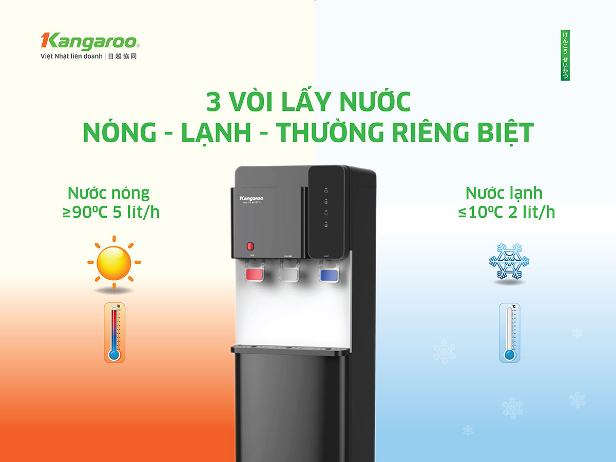 Cây nước nóng lạnh Kangaroo KG699A3 3 vòi - 3 chế độ riêng biệt